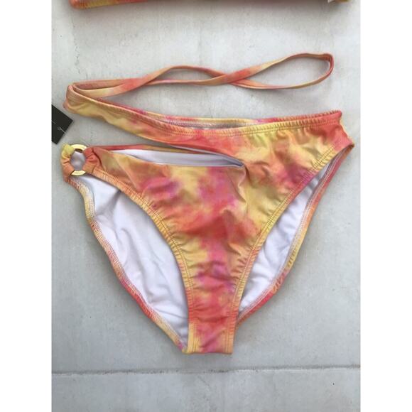 Yandy Swim Bikini Set Sunset Daydream Tie Dye High Waist Cut Out Swimwear - Picture 5 of 11